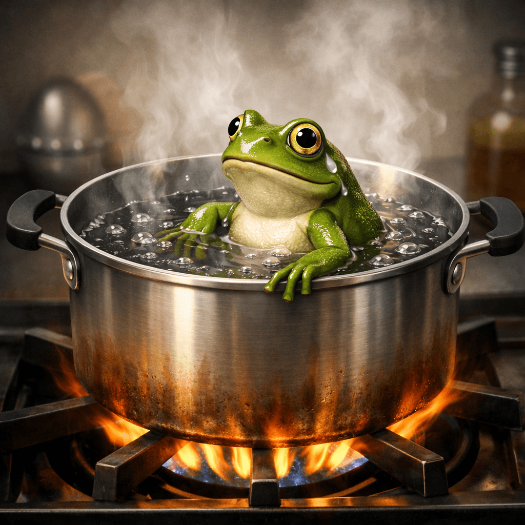Der Frosch im Topf — und warum du vielleicht gerade drin sitzt