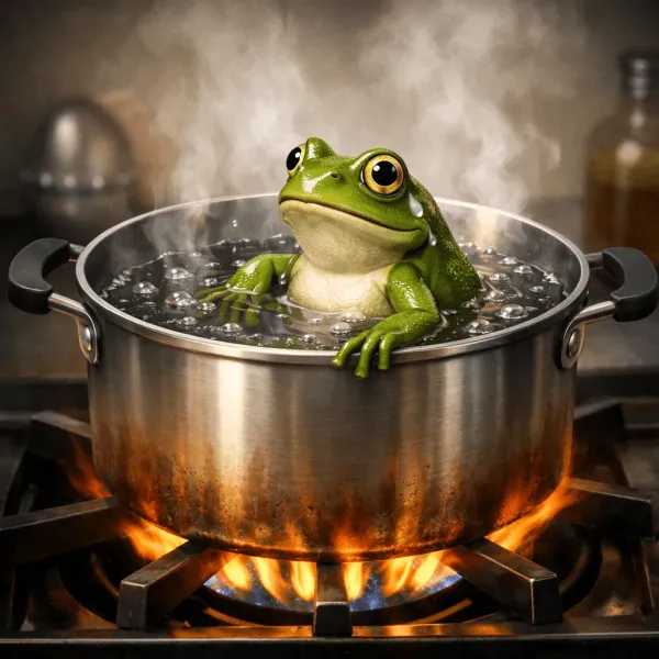 Der Frosch im Topf — und warum du vielleicht gerade drin sitzt